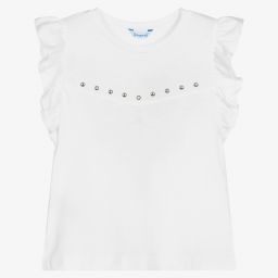 Mayoral-Girls Ivory Cotton T-Shirt | Childrensalon Outlet