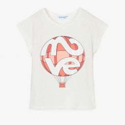 Mayoral-Girls Ivory Cotton T-Shirt | Childrensalon Outlet
