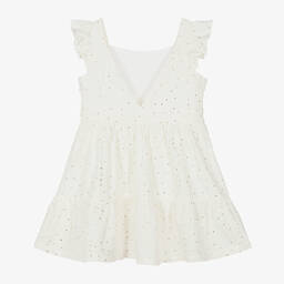 Mayoral-Girls Ivory Cotton V-Back Dress | Childrensalon Outlet