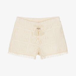 Mayoral-Girls Ivory Crochet Cotton Shorts | Childrensalon Outlet