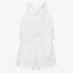 Mayoral-Girls Ivory Embroidered Shorts Set | Childrensalon Outlet