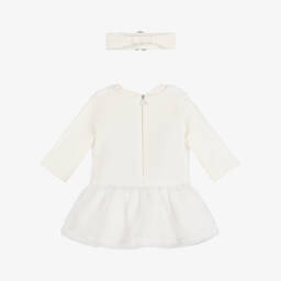 Mayoral Newborn-طقم فستان فرو صناعي لون عاجي للمولودات | Childrensalon Outlet