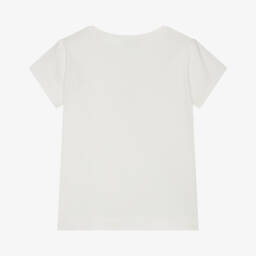 Mayoral-Girls Ivory Floral Cotton Tee | Childrensalon Outlet