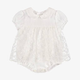 Mayoral Newborn-جمبسوت عاجي مطرز بالزهور للبنات | Childrensalon Outlet