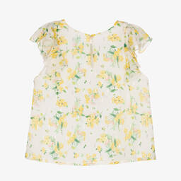 Mayoral-Кремовая шифоновая блузка с цветами | Childrensalon Outlet