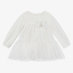 Mayoral Newborn-Girls Ivory Floral Tulle Gown | Childrensalon Outlet