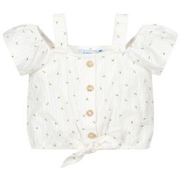 Mayoral-Girls Ivory Flowers Blouse | Childrensalon Outlet