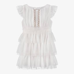 Mayoral-Кремовое платье с блеском плиссе для девочек | Childrensalon Outlet