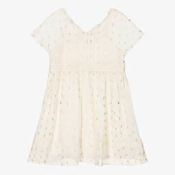 Mayoral-Girls Ivory & Gold Feather Chiffon Dress | Childrensalon Outlet