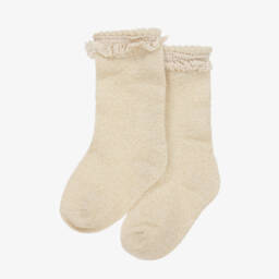 مايورال Newborn-جوارب بكشكش وقطن لون ذهبي وعاجي | Childrensalon Outlet