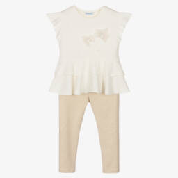 Mayoral-Girls Ivory & Gold Leggings Ensemble | Childrensalon Outlet