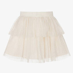Mayoral-Girls Ivory & Gold Tulle Tutu Skirt | Childrensalon Outlet