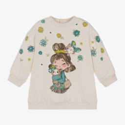 Mayoral-Girls Ivory Jersey Dress | Childrensalon Outlet