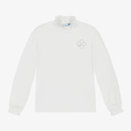 Mayoral-Girls Ivory Jersey Roll Neck | Childrensalon Outlet