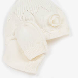 Mayoral Newborn-Girls Ivory Knit Hat and Mittens | Childrensalon Outlet