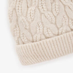 Mayoral-Girls Ivory Knit Hat with Pom-Pom | Childrensalon Outlet