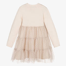 مايورال-فستان مزيج أكريليك محبوك وتول لون عاجي | Childrensalon Outlet