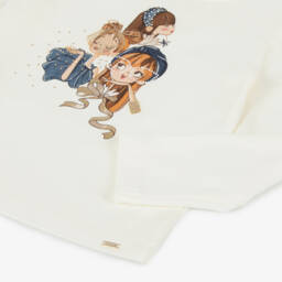 Mayoral-Girls Ivory Long Sleeve Graphic Tee | Childrensalon Outlet