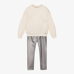 Mayoral-Girls Ivory & Metallic Leggings Set | Childrensalon Outlet