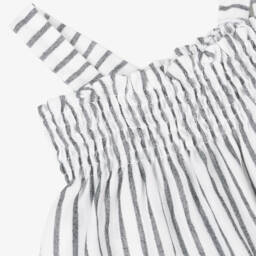 Mayoral-Girls Ivory & Onyx Striped Cotton Top | Childrensalon Outlet