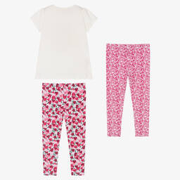 Mayoral-Girls Ivory & Pink Cotton Leggings Set | Childrensalon Outlet