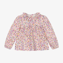 Mayoral-Кремово-розовая хлопковая блузка в цветочек | Childrensalon Outlet