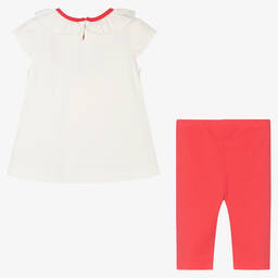 Mayoral-Кремовый топ с божьей коровкой и розовые легинсы | Childrensalon Outlet