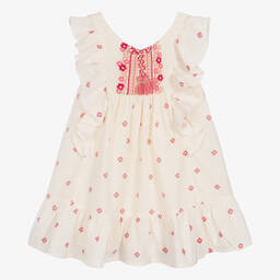 Mayoral-Girls Ivory & Red Flower Pattern Dress | Childrensalon Outlet