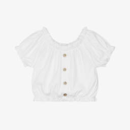 Mayoral-Girls Ivory Ribbed Knit Top | Childrensalon Outlet