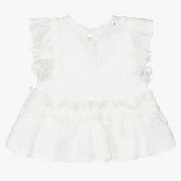 Mayoral-Кремовая блузка с рюшами для девочек | Childrensalon Outlet