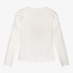 Mayoral-Girls Ivory Sequin Cat Top | Childrensalon Outlet