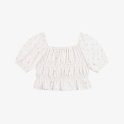 Mayoral-Girls Ivory & Silver Textured Blouse | Childrensalon Outlet