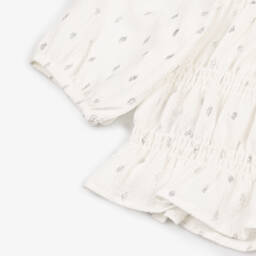 Mayoral-Girls Ivory & Silver Textured Blouse | Childrensalon Outlet
