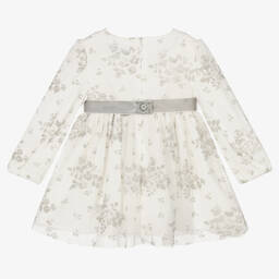 Mayoral-Girls Ivory Tulle Floral Dress | Childrensalon Outlet