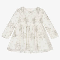Mayoral-Girls Ivory Tulle Floral Dress | Childrensalon Outlet