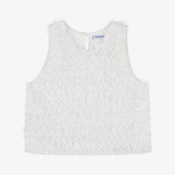 Mayoral-بلوزة تول عاجي مع شراشيب للبنات | Childrensalon Outlet