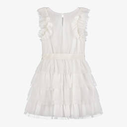 Mayoral-Girls Ivory Tulle Plissé Dress | Childrensalon Outlet