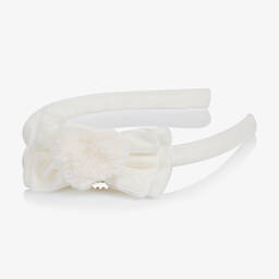 مايورال-طوق للشعر مخمل مزين بفيونكة لون عاجي للبنات | Childrensalon Outlet