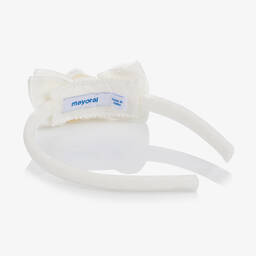 مايورال-طوق للشعر مخمل مزين بفيونكة لون عاجي للبنات | Childrensalon Outlet