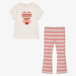 Mayoral-Girls Ivory Zigzag Cotton Ensemble | Childrensalon Outlet