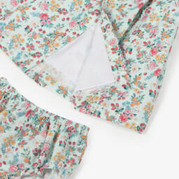 Mayoral Для новорожденных-Платье из хлопка с цветочным узором для девочек в нефритово-зеленом цвете | Childrensalon Outlet