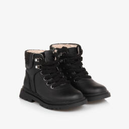 Mayoral-Girls Lace-Up Black Leather Boots | Childrensalon Outlet
