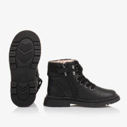 Mayoral-Girls Lace-Up Black Leather Boots | Childrensalon Outlet