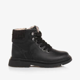 Mayoral-Girls Lace-Up Black Leather Boots | Childrensalon Outlet