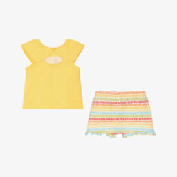 Mayoral-Girls Lemon Delight Cotton Shorts Ensemble | Childrensalon Outlet