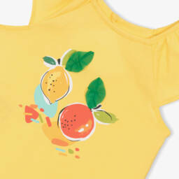 Mayoral-Girls Lemon Delight Cotton Shorts Ensemble | Childrensalon Outlet