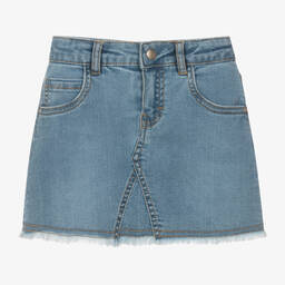 Mayoral-Girls Light Blue Denim Belted Skirt | Childrensalon Outlet