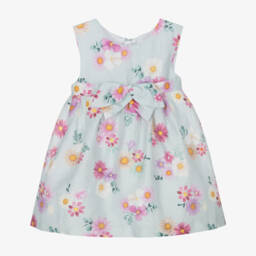 Mayoral Newborn-Girls Lush Green Linen Floral Dress | Childrensalon Outlet
