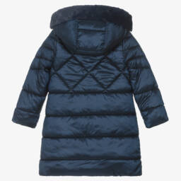 Mayoral-Girls Midnight Hooded Quilted Jacket | Childrensalon Outlet