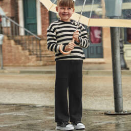 Mayoral-Girls Monochrome Stripe Knit Set | Childrensalon Outlet